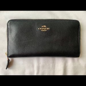 Black Coach Zip Around Wallet